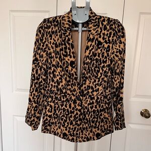 Tahari Leopard Print Blazer in Tan and Black